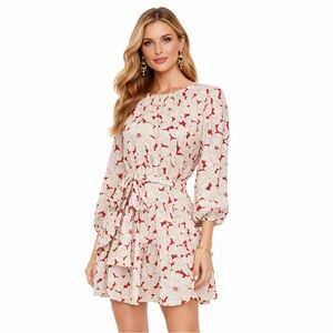 Christy Lynn silk floral long sleeve mini dress Size Small